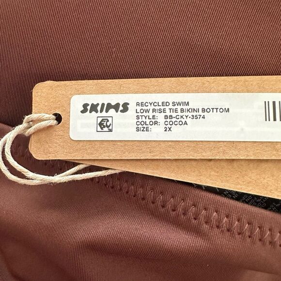 NWT SKIMS Recycled Swim Low Rise Tie Bikini Bottom In Cocoa Brown Swim Bottom - Picture 5 of 7